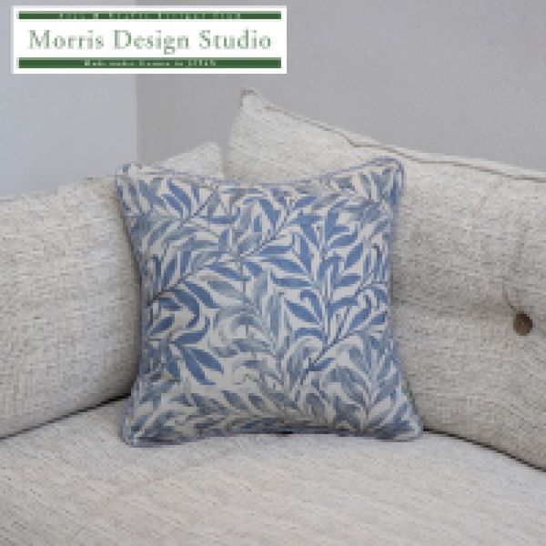 川島織物セルコン Morris Design Studio モリスデザインスタジオ 背当 クッションカバー ウィローボウ ブルー 45×45cm LL1716