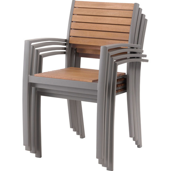 スタッキングチェア ODS-72GY 天然木 ガーデン ダイニング 木目 グレー
