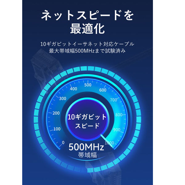LANケーブル Cat6A UTP 直角折れ360°スイング スリムタイプ 5m