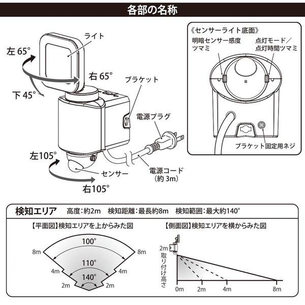 オーム電機 防犯センサーライトA160W1 07-8808 1個(直送品 オーム電機 防犯センサーライトA160W1 07-8808 1個(直送品