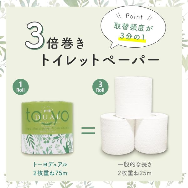 トイレットペーパー トーヨデュアル 1ロール ダブル 75m 1個