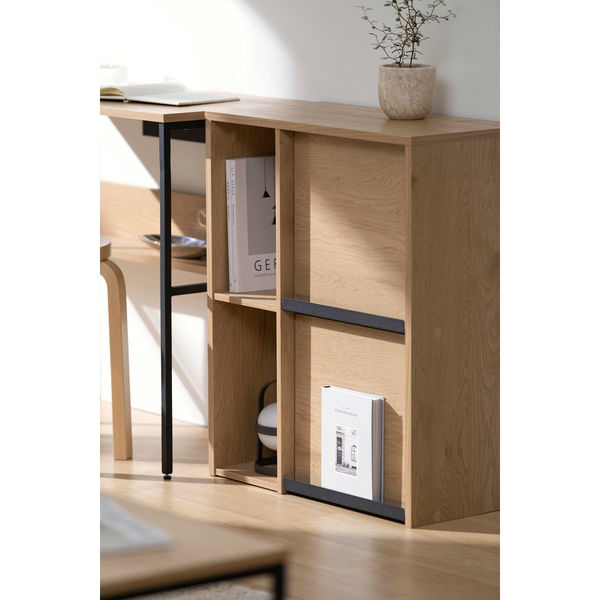 アイリスオーヤマ フラップ扉付きキャビネット ナチュラル/ブラック