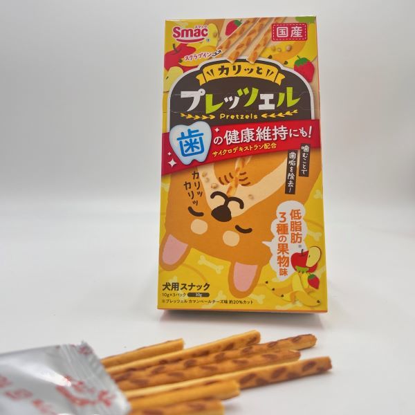 プレッツェル 低脂肪 3種の果物味 歯の健康維持 国産 30g（10g×3パック）1セット（1個×3）スマック 犬用 おやつ - アスクル