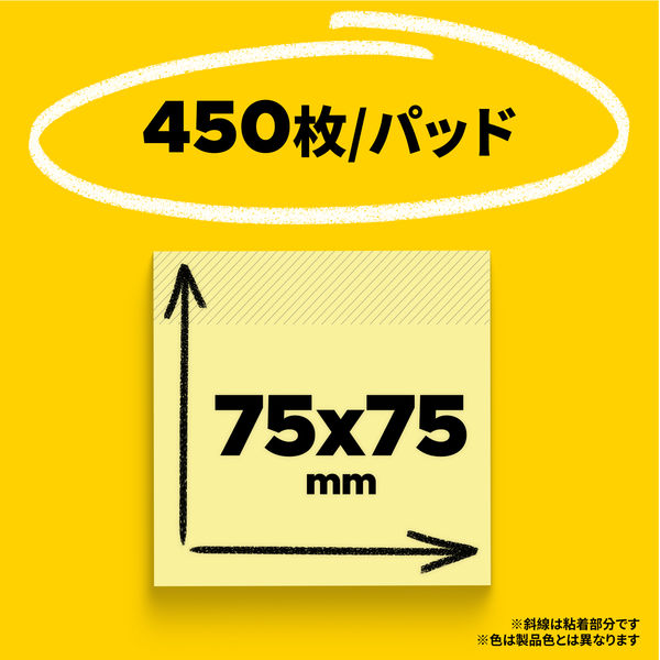 再生紙】ポストイット 付箋 ふせん 通常粘着 ノート カラーキューブ 75