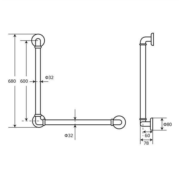 和気産業 ぬくもり手すり浴室用 ディンプルタイプ L型 32φ×600×600mm