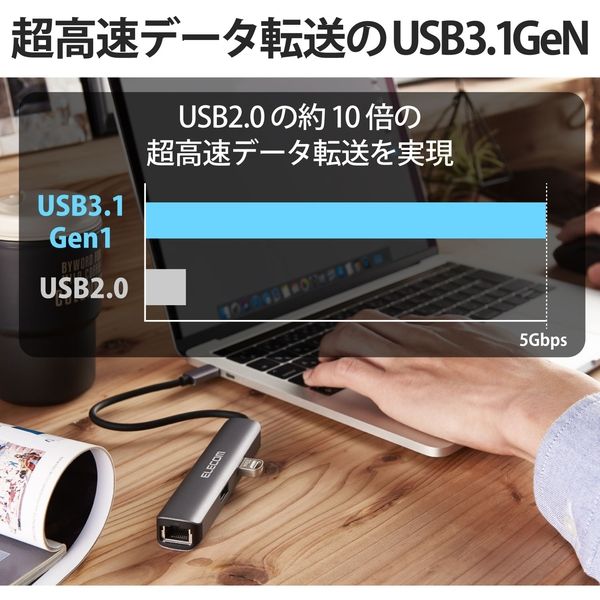 ドッキングステーション USBハブ タイプC HDMI USBポート×3 LANポート DST-C17SV/EC エレコム 1個 - アスクル