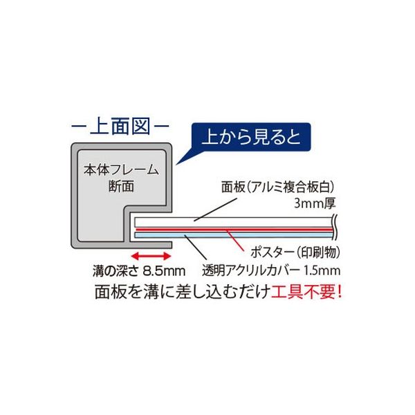 常磐精工 屋外ポールサインスタンド A3片面 シルバー OPSS-A3K 1台