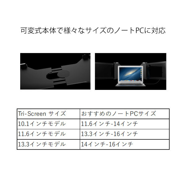 JAPANNEXT 2画面モバイルモニター 11.6インチ USB-C接続 JN-TRI