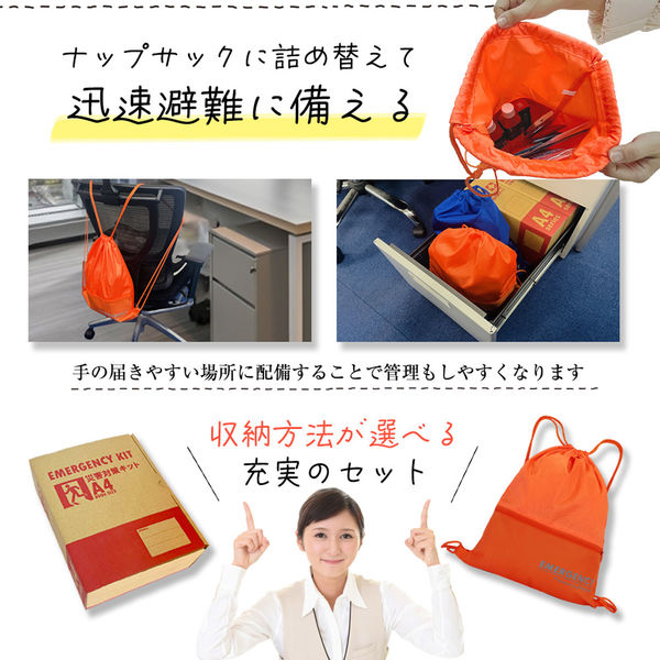 充実A4防災セット 1人用 レッド 10セット 非常用持ち出し袋 防災グッズ