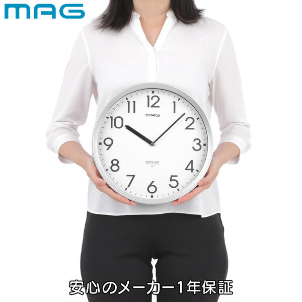 ノア精密 MAG（マグ）電波掛時計 エコグリン シルバー直径