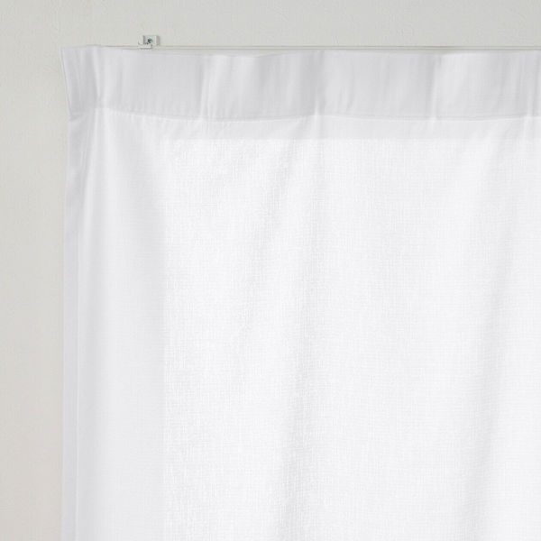 無印　ノンプリーツカーテン　レースカーテン　四枚セット 綿空き羽 レースノンプリーツカーテン／ブルーストライプ | 無印良品