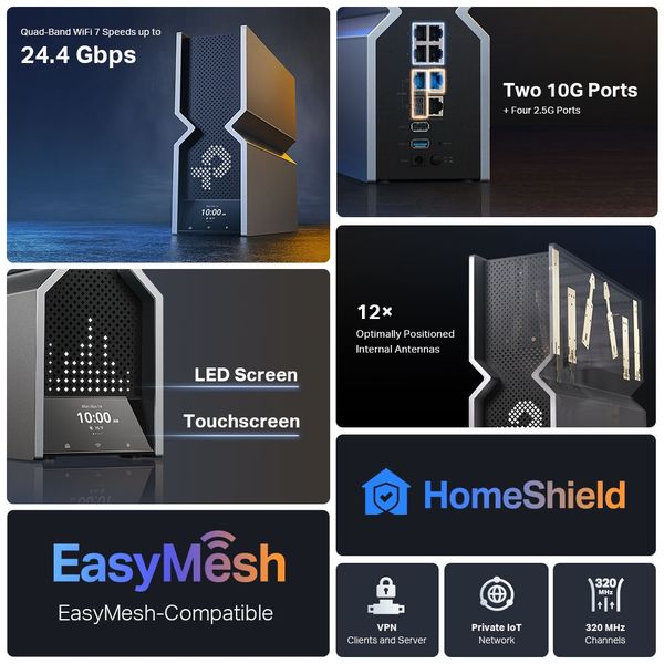 ルーター・ネットワーク機器 TP-Link Archer BE900 Archer BE900 | BE24000 Quad-Band Wi-Fi 7 Router | TP-Link