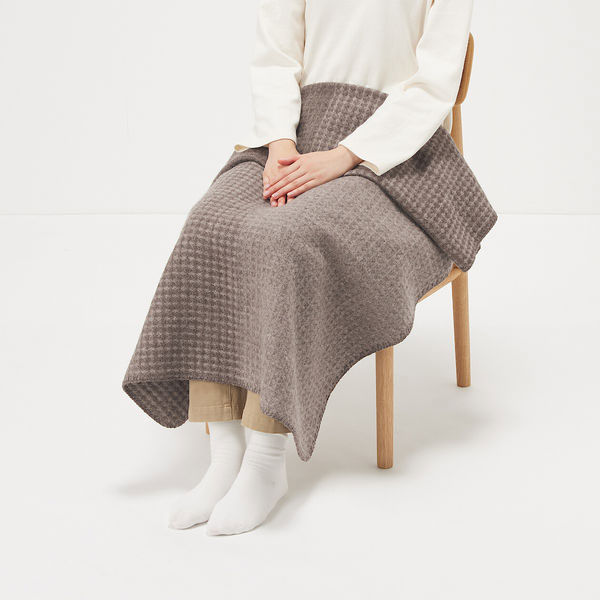 無印良品 ウールワッフルブランケット 80×130cm ライトブラウン