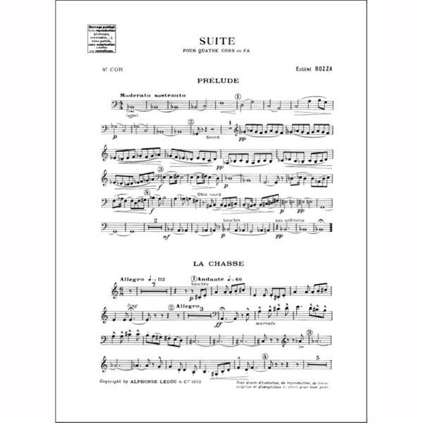ALPHONSE LEDUC ボザ:4本のホルンのための組曲 (HORN QUARTET