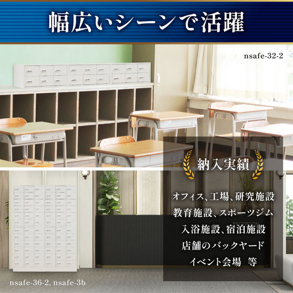 ネットフォース NSAFEII 2列4段8人用 ダイヤル錠 ホワイト NSAFE