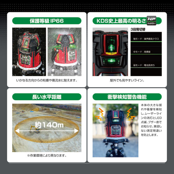 ムラテックKDS レーザー墨出し器 DSLP-90RG 1セット(直送品 ムラテックKDS レーザー墨出し器 DSLP-90RG 1セット(直送品
