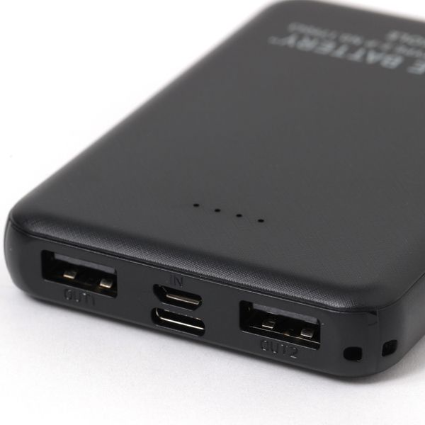 5000mAh薄型モバイルバッテリー ブラック LAKOLE/ラコレ - アスクル