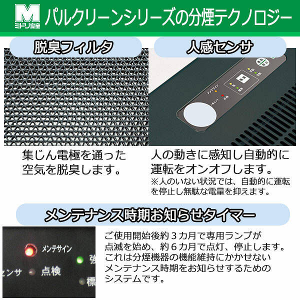 ミドリ安全 【軒先渡し】 空気清浄器（分煙機） パルクリーン テーブルタイプ サークルプラズマ脱臭機能付 MKS-152RTP 1台（直送品）