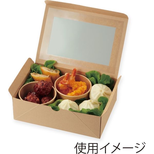 規格変更)窓付きランチボックス(M) クラフト 入数 200 ランチボックス ランチBOX ランチケース 弁当箱 使い捨て 業務用 テイクアウト 紙 窓付きランチボックス  テイクアウト容器 お弁当箱 お弁当 弁当容器 使い切り フードパック 紙容器 使い捨て容器