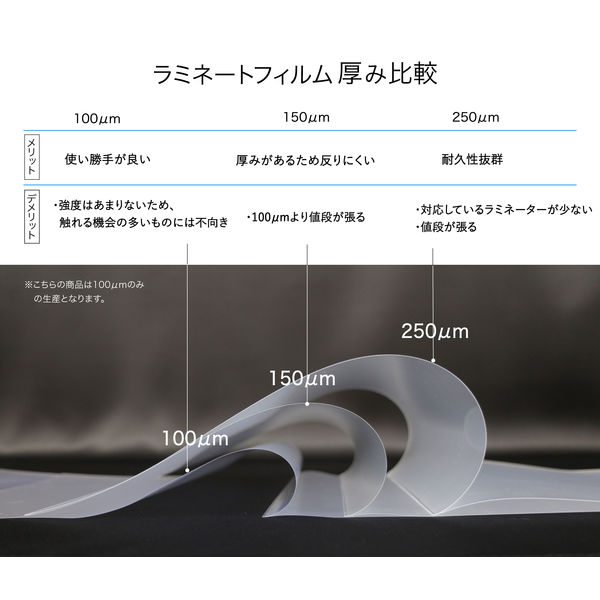 アスカ ラミネーター専用フィルム 名刺 100ミクロン 100枚入り