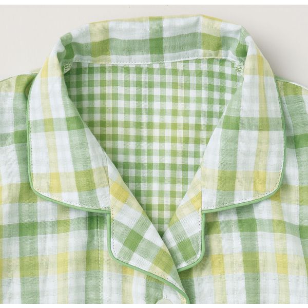 OMMO ノベルティ　パジャマ　グリーン　新品未開封 セシール シャツパジャマ E（緑系×黄系：チェック） LL NW-205