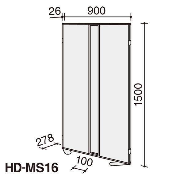 組立設置込】コクヨ ホームパーティション クロス張り 窓付き 幅900×奥行278×高さ1500mm ブルー HD-MS16KB4 1枚（直送品） -  アスクル