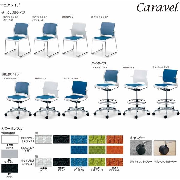 設置込】コクヨ カラベル 会議イス ステンレスサークル脚 背