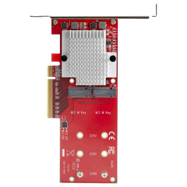 M.2 PCIe SSDアダプタカード／PCIe／2スロット PEX8M2E2 1個 StarTech