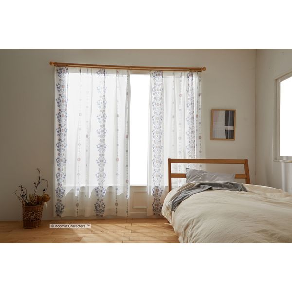 スミノエ レースカーテン フォークライン 100×133cm ブルー