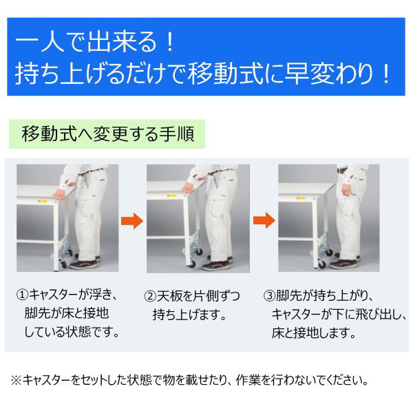 車上渡し】山金工業 ワークテーブル150 軽量作業台 ワンタッチ移動 