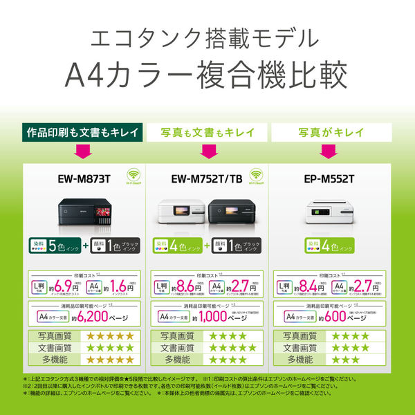 エプソン A4カラーインクジェットプリンター複合機 EW-M752TB 大容量インク対応 エコタンク EPSON プリント・コピー・スキャン