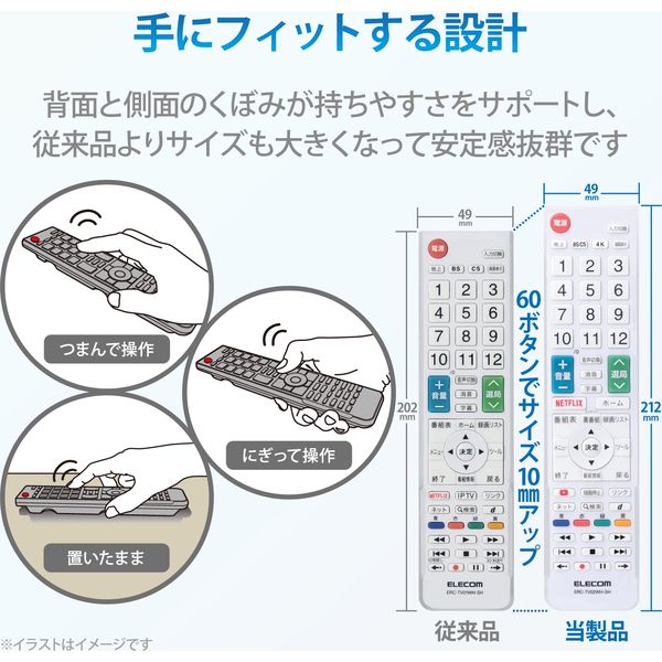 かんたんテレビリモコン シャープ・アクオス用 ホワイト ERC-TV02WH-SH エレコム 1個 - アスクル