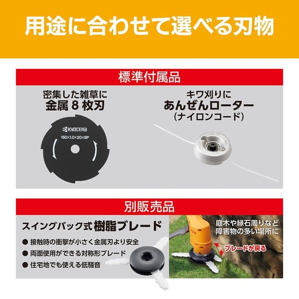 京セラ インダストリアルツールズ 充電式刈払機(草刈機、本体のみ) BKー1800 661250B 1台（直送品） - アスクル