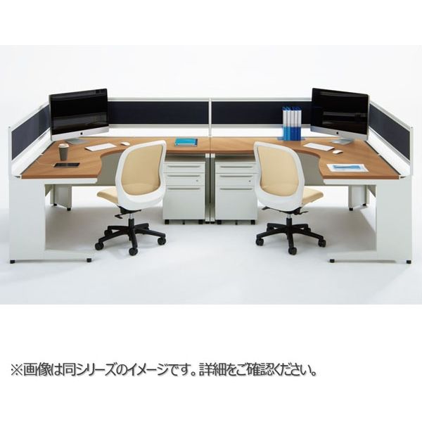 組立設置込】プラス US-W L型平机 ミディアムウッド×ホワイト UR 