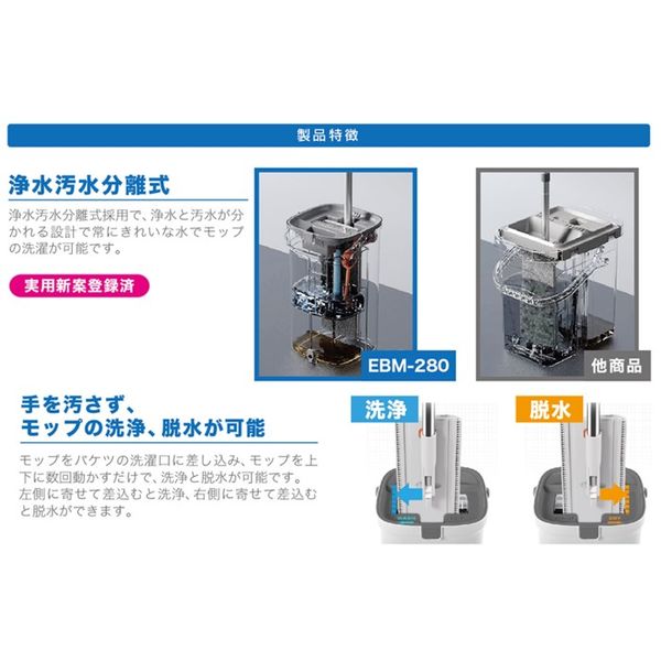 洗濯絞り機能付きマイクロファイバーモップ ピュアマスター 水