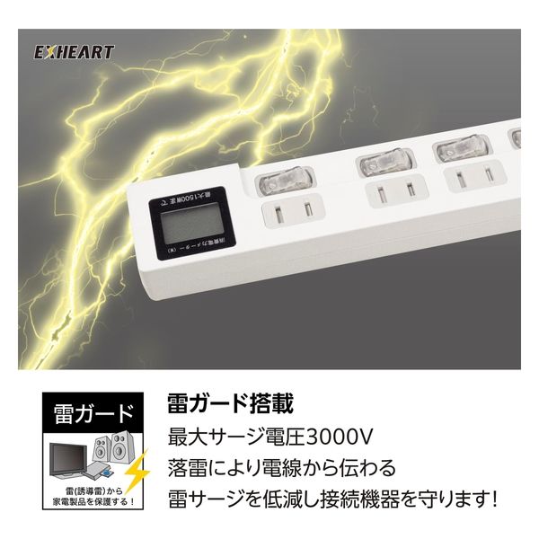 ハート電機サービス ワットメーター付きタップ 4個口 ETA-WM420