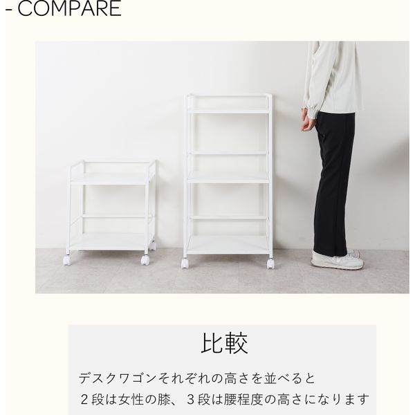 1/3 デスクトップワゴン ホワイト　レアックジャパン　リプロダクト品　新品 デスクワゴン スチールワゴン 鍵付き 引き出し 3段 キャスター