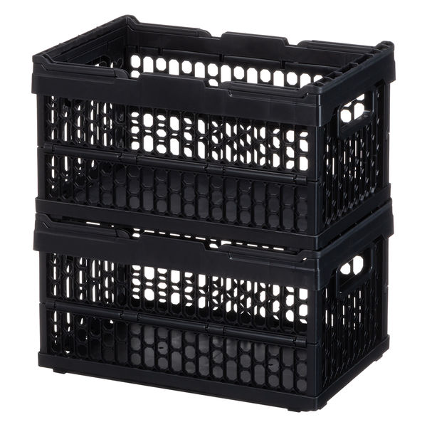 現場のチカラ」 ハンドル付 折りたたみメッシュコンテナ 10L BK 1個