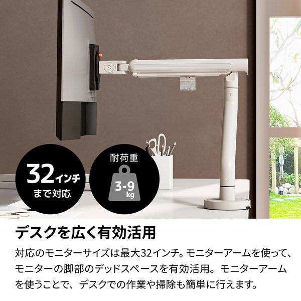 【iggy】ホワイト スプリング式モニターアーム Amazon.co.jp: iggy（イギー）13～32型 耐荷重2～9kg 快適ワーク
