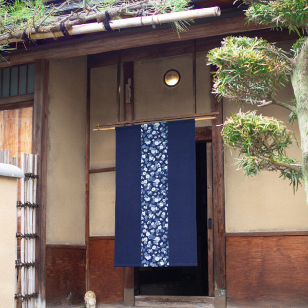 藍染　のれん 一宮 藍染柄のれん3連 輝花 三連 NID3103 1枚（直送品） - アスクル