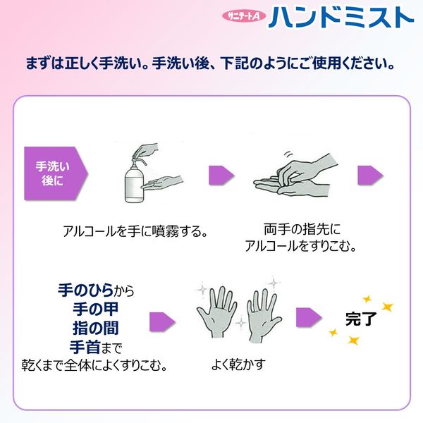 サニテート Aハンドミスト 消毒液 手指 アルコール消毒液 業務用 詰替え 4L 1箱(2本) (注ぎ口付) ライオン 業務用