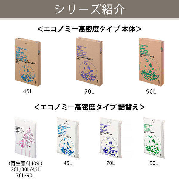 アスクル ゴミ袋 乳白半透明 エコノミー 詰替用 高密度 45L