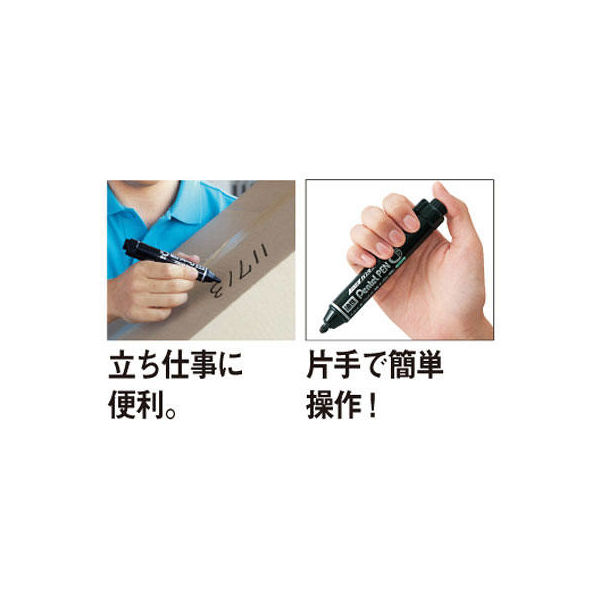 ノック式油性ペン ハンディ PentelPEN 太字平芯 赤 10本 ノック式油性ペン ハンディ PentelPEN 太字平芯 赤 10本