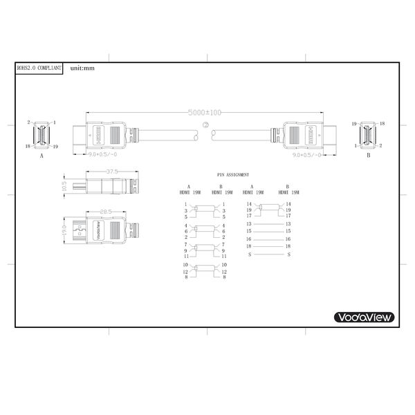 Vodaview HDMIケーブル 5m HDMI[オス]-HDMI[オス] ブラック VV