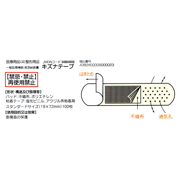 リバテープ製薬　救急ばんそうこう　スタンダードサイズ　1箱（100枚入） オリジナル