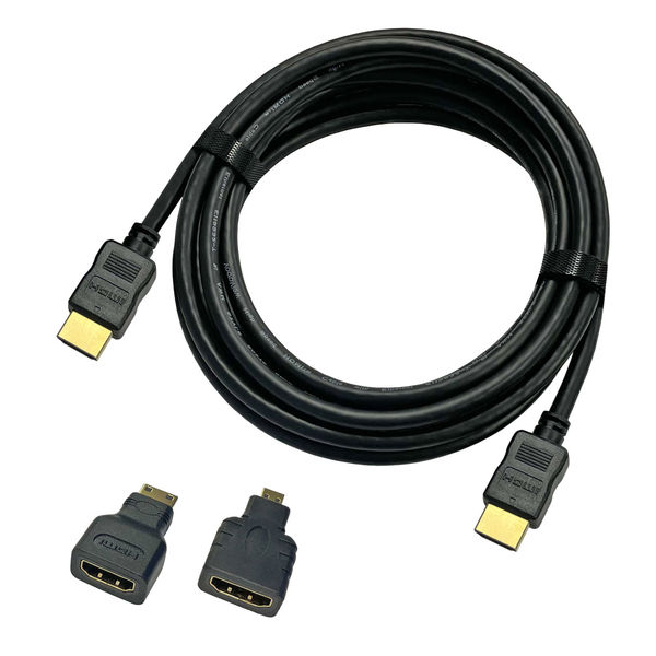 Vodaview miniHDMI/microHDMI変換コネクタ付きHDMIケーブル 3m VV