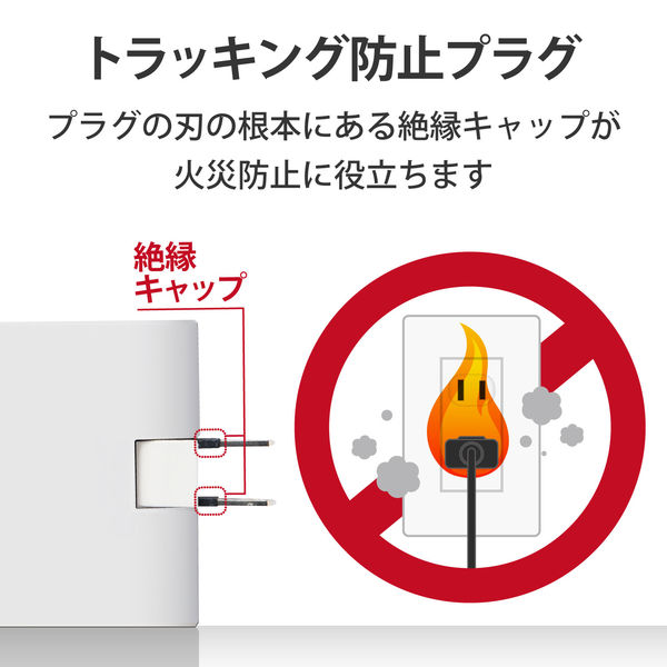 トリプルタップ 電源タップ コンセント スイングプラグ 2ピン