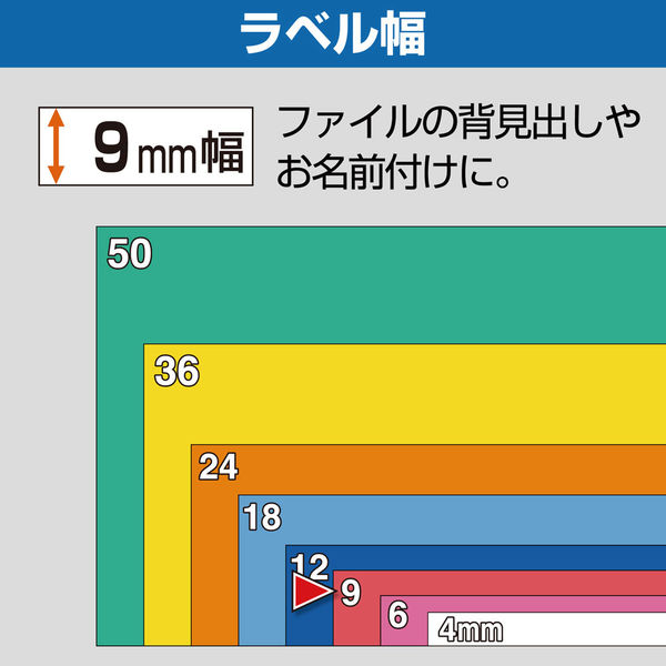 テプラ TEPRA PROテープ しっかりはれてはがせる 幅9mm 白ラベル