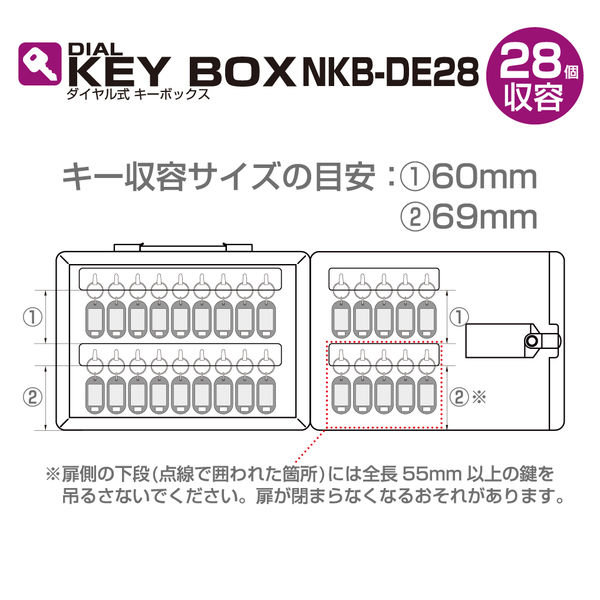 キーボックス】ナカバヤシ ダイヤル式キーボックス ヨコ型 28個