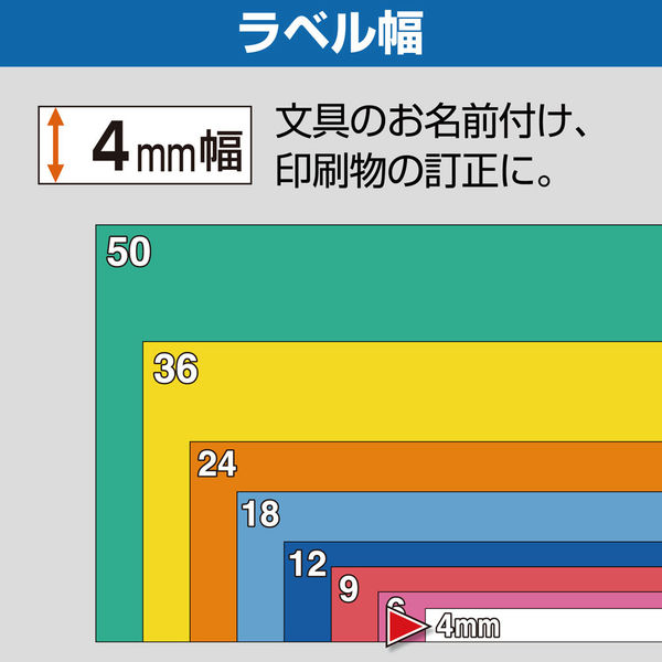 テプラ TEPRA PROテープ スタンダード 幅4mm パステル 青ラベル(黒文字